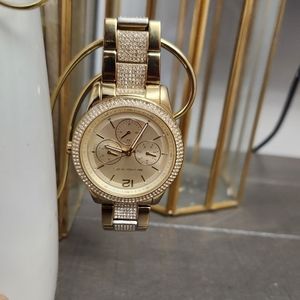 Michael Kors Gold Toned Watch w diamond Rhinestones